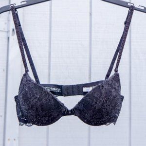 Aerie Paige 34b bra black sequin lace push up